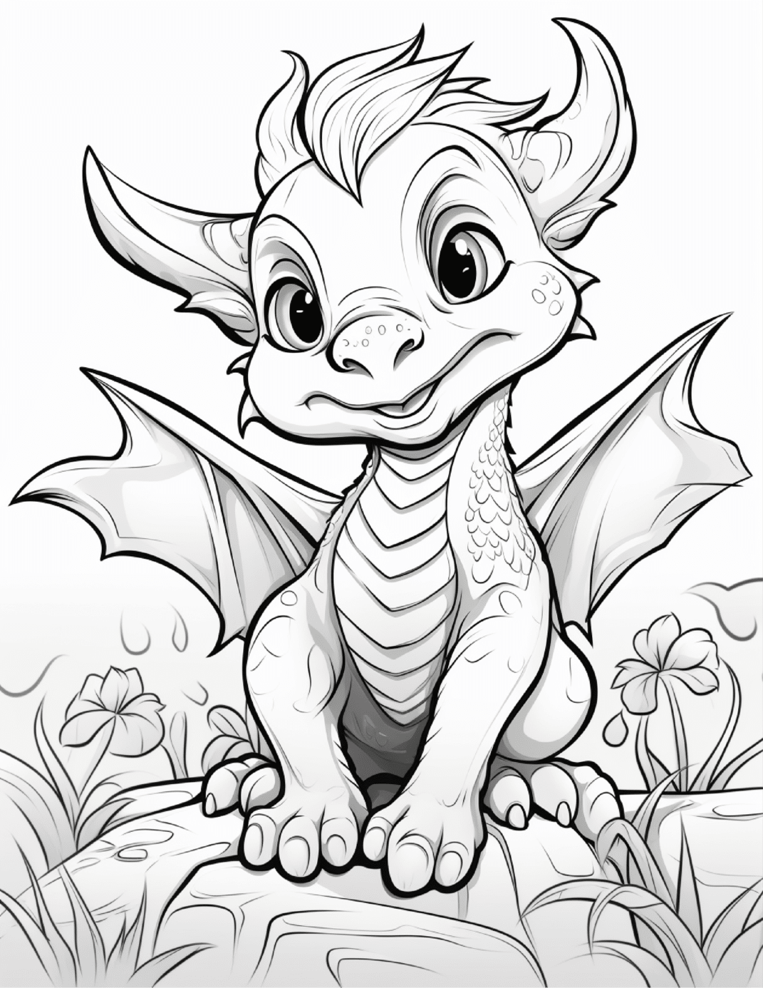 Cute Baby Dragon Coloring Pages For Kids
