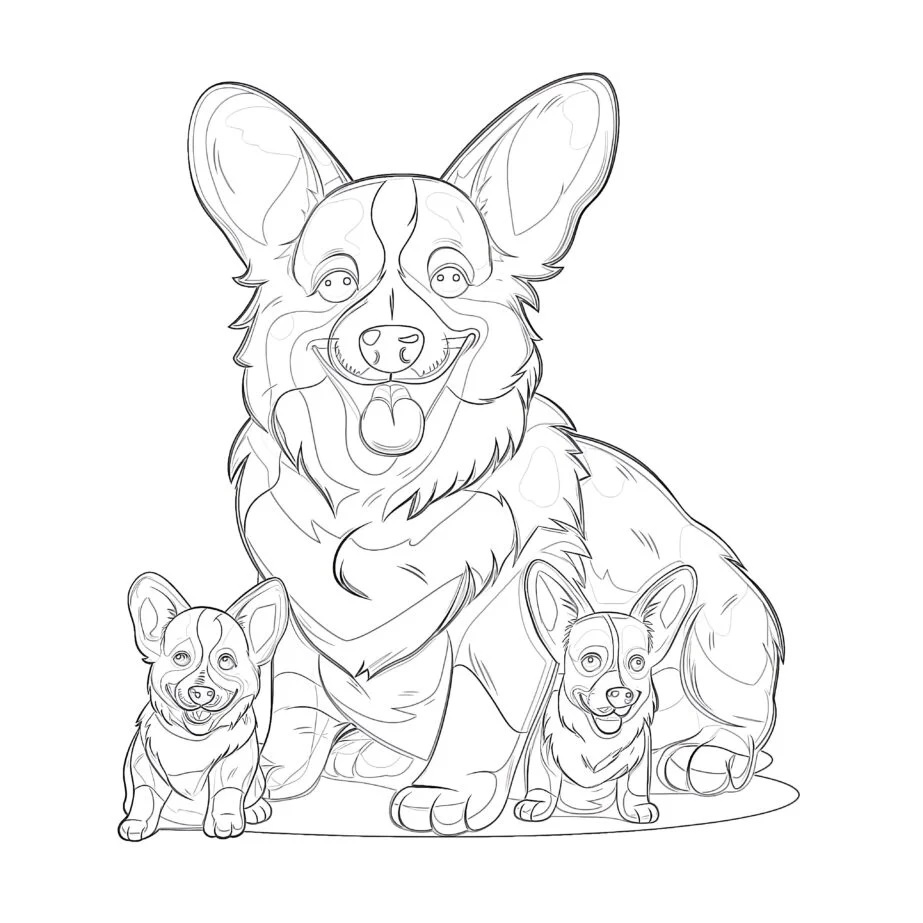 Corgi Coloring Page