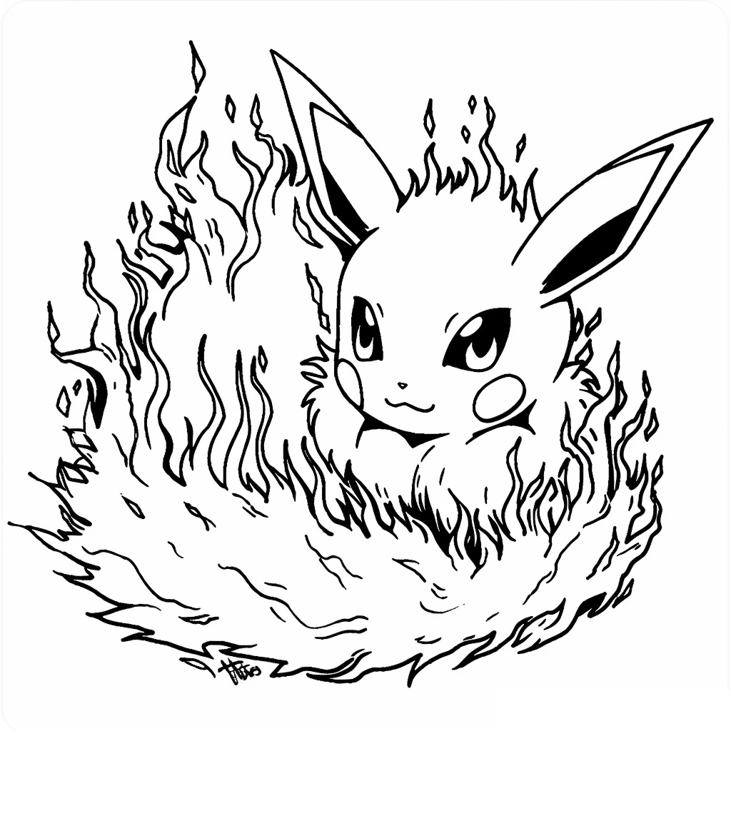 Cute Flareon Colouring Page