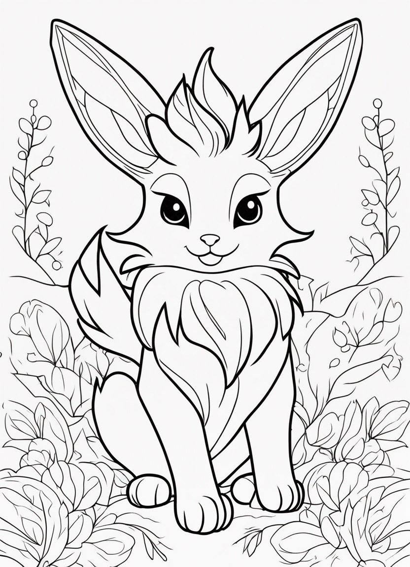 Cute Flareon Colouring Page