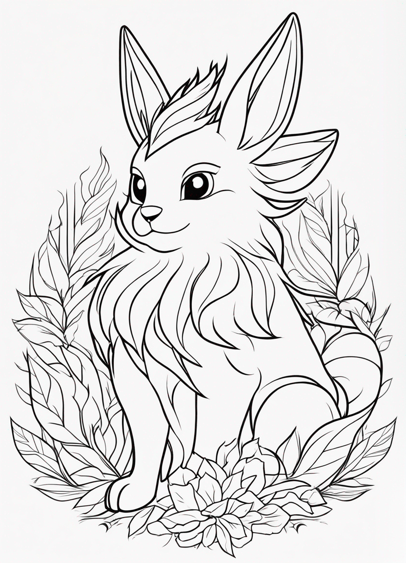 Cute Flareon Colouring Page