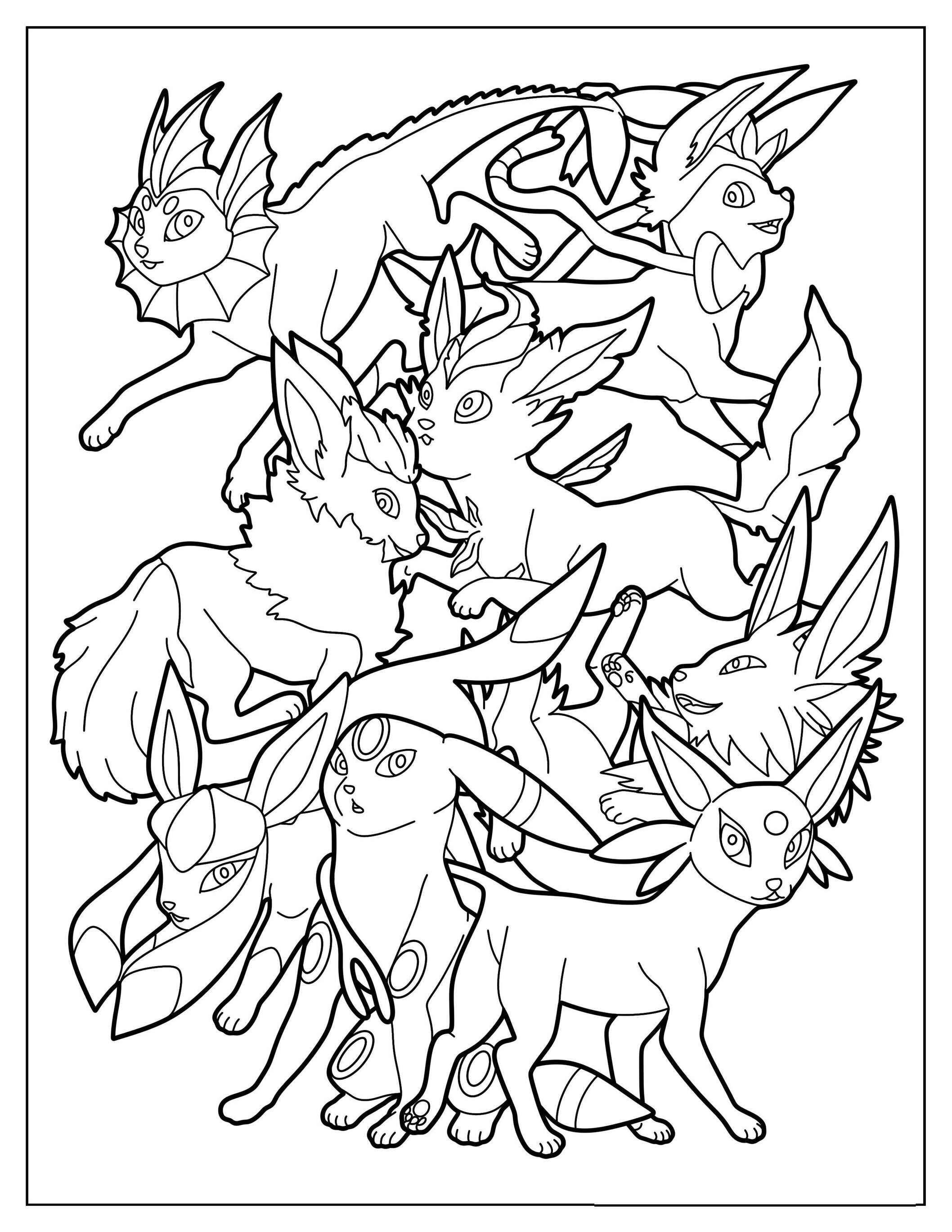 eevee evolutions coloring page