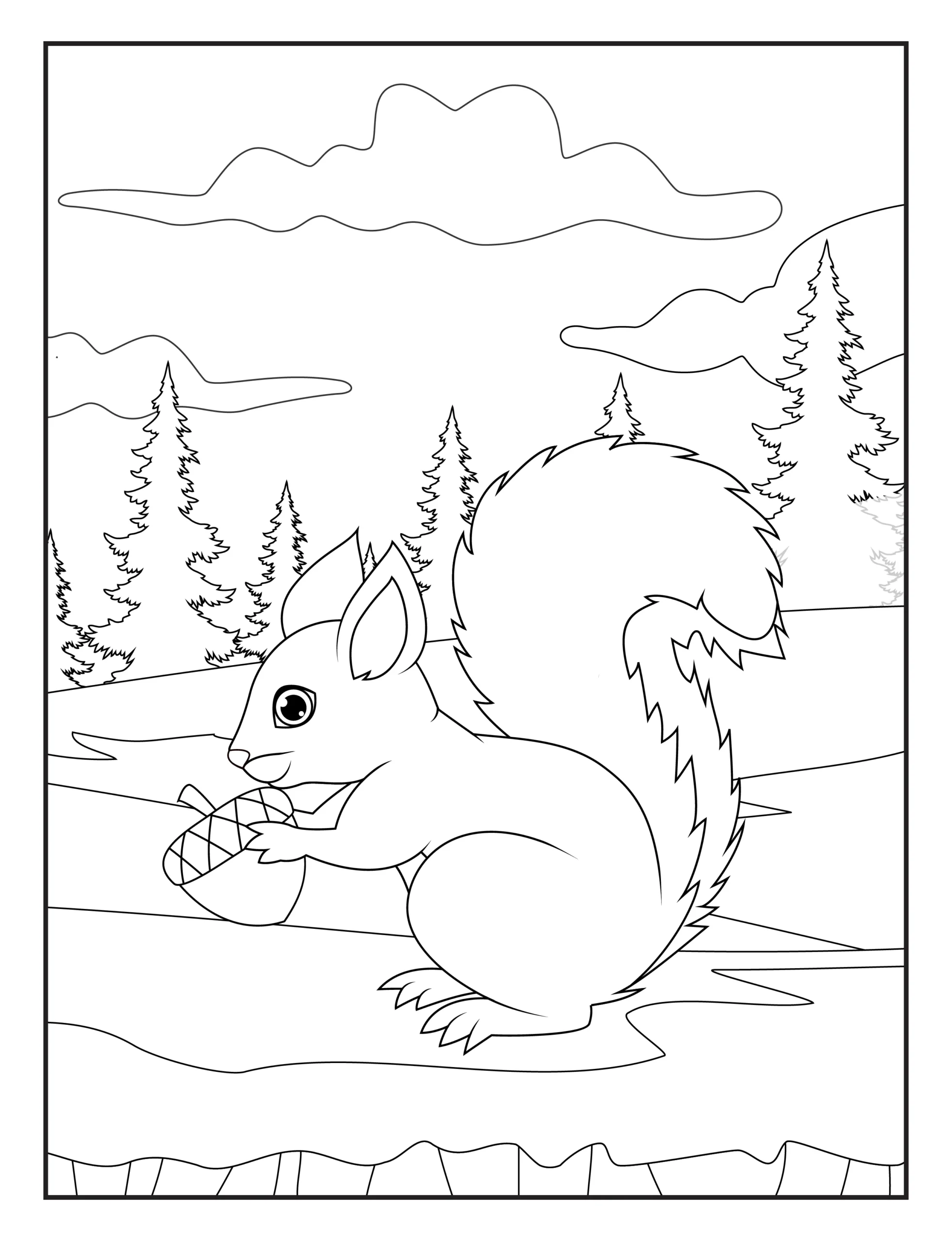  Squirrel Coloring Pages for Kids