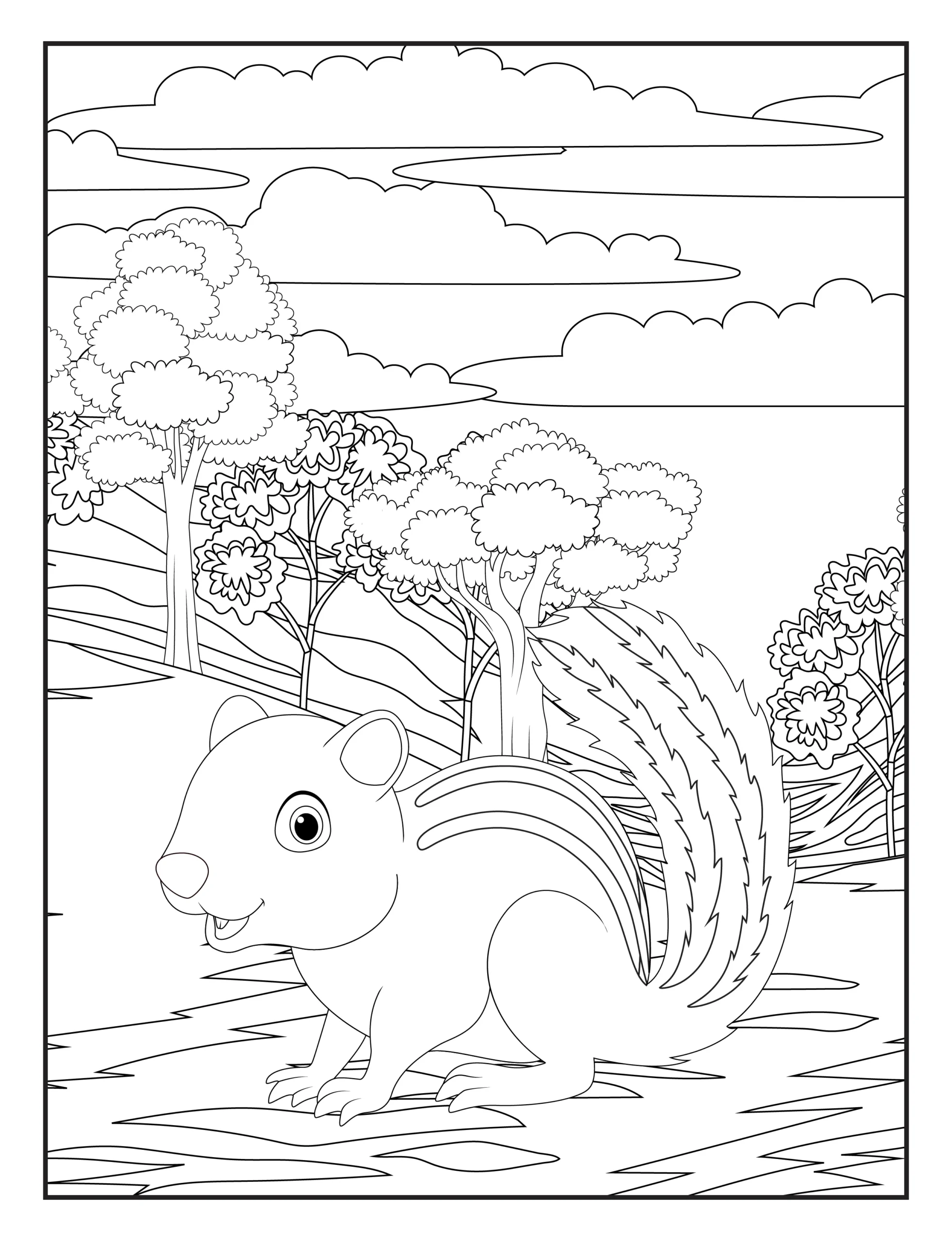 Squirrel Coloring Pages for Kids