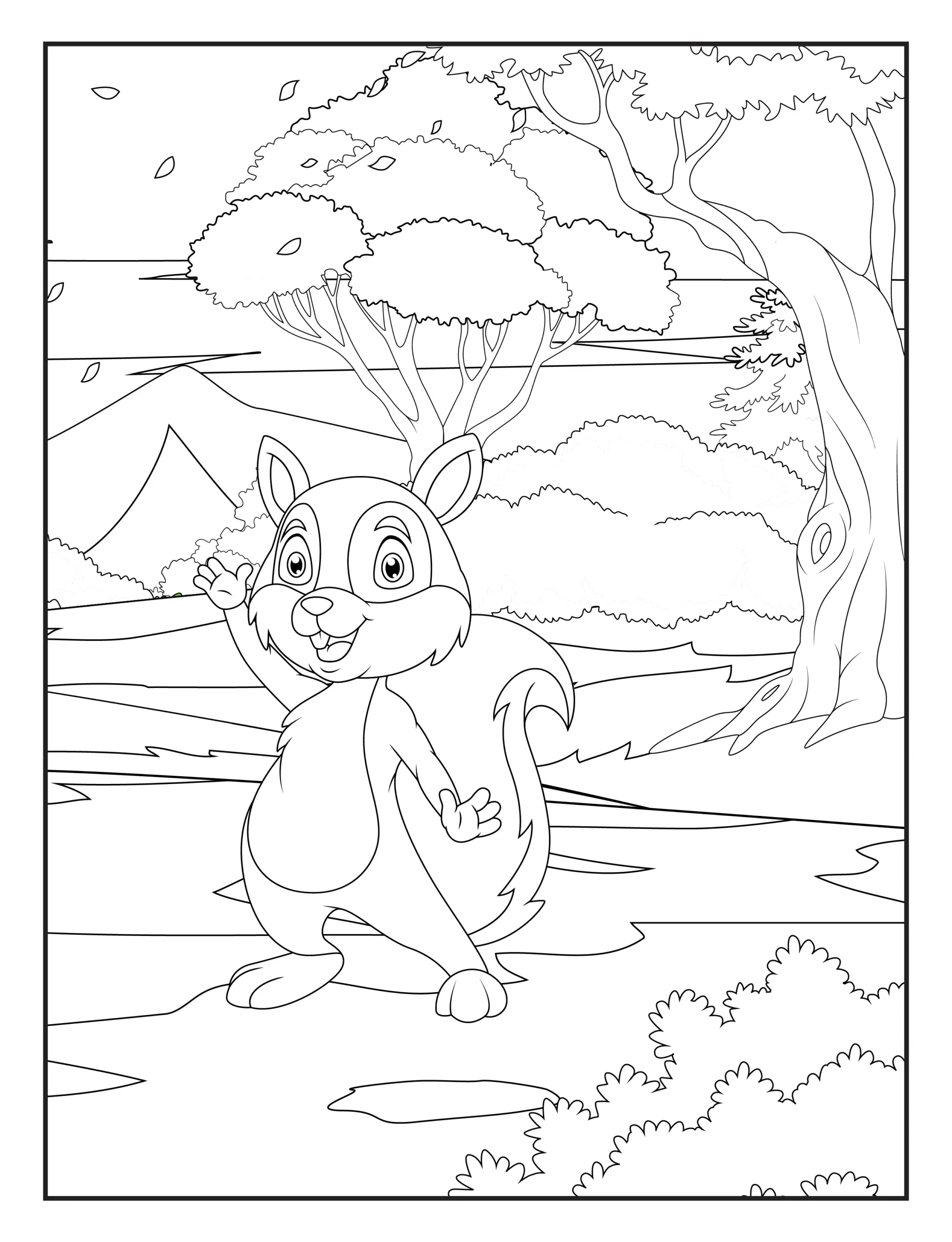 Squirrel Coloring Pages for Kids