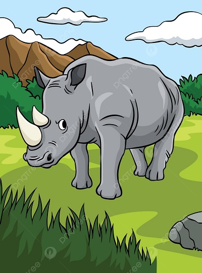 Free Cute Rhino Coloring Page for Kids (1)