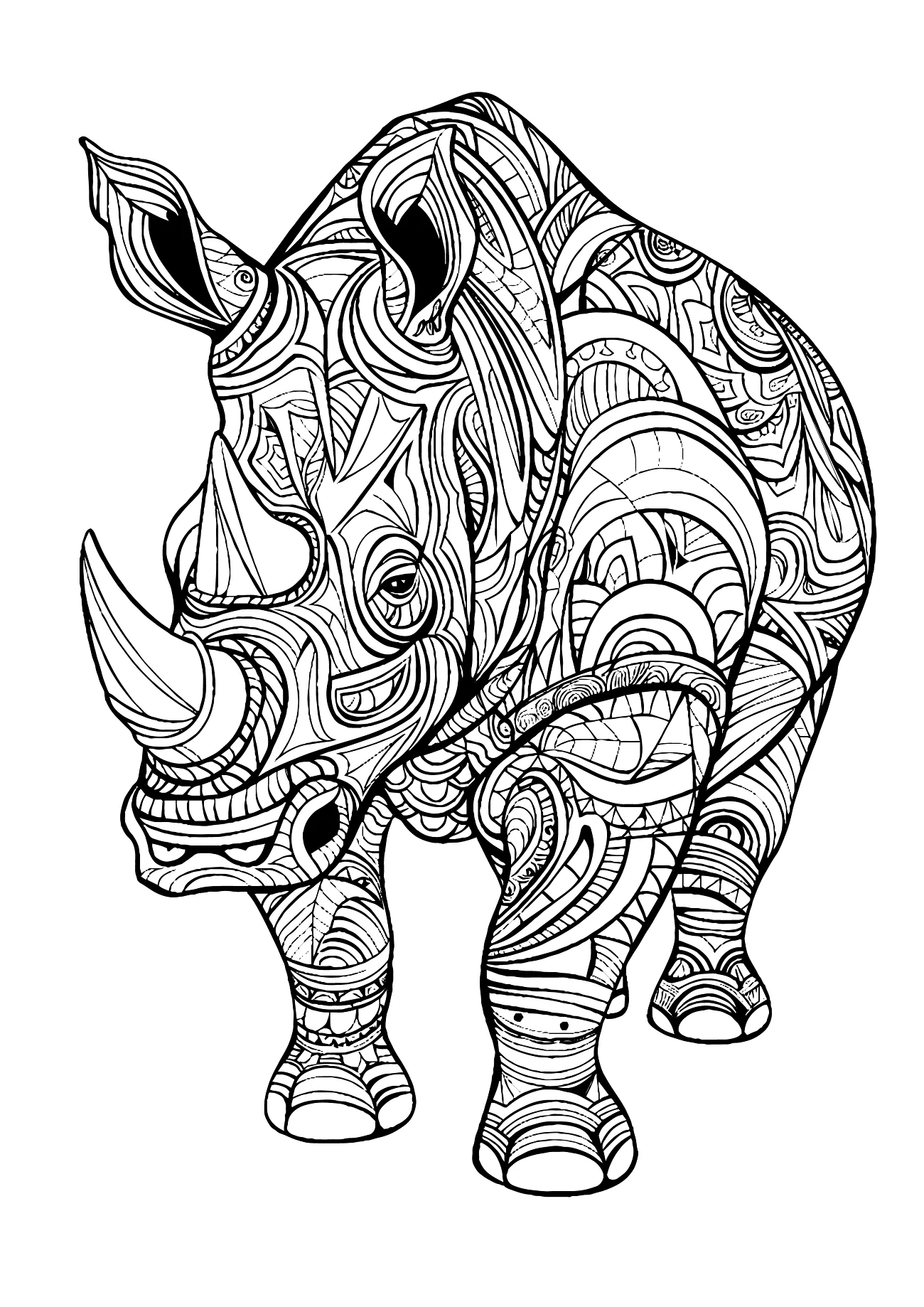 Free Rhino Coloring Page for Kids