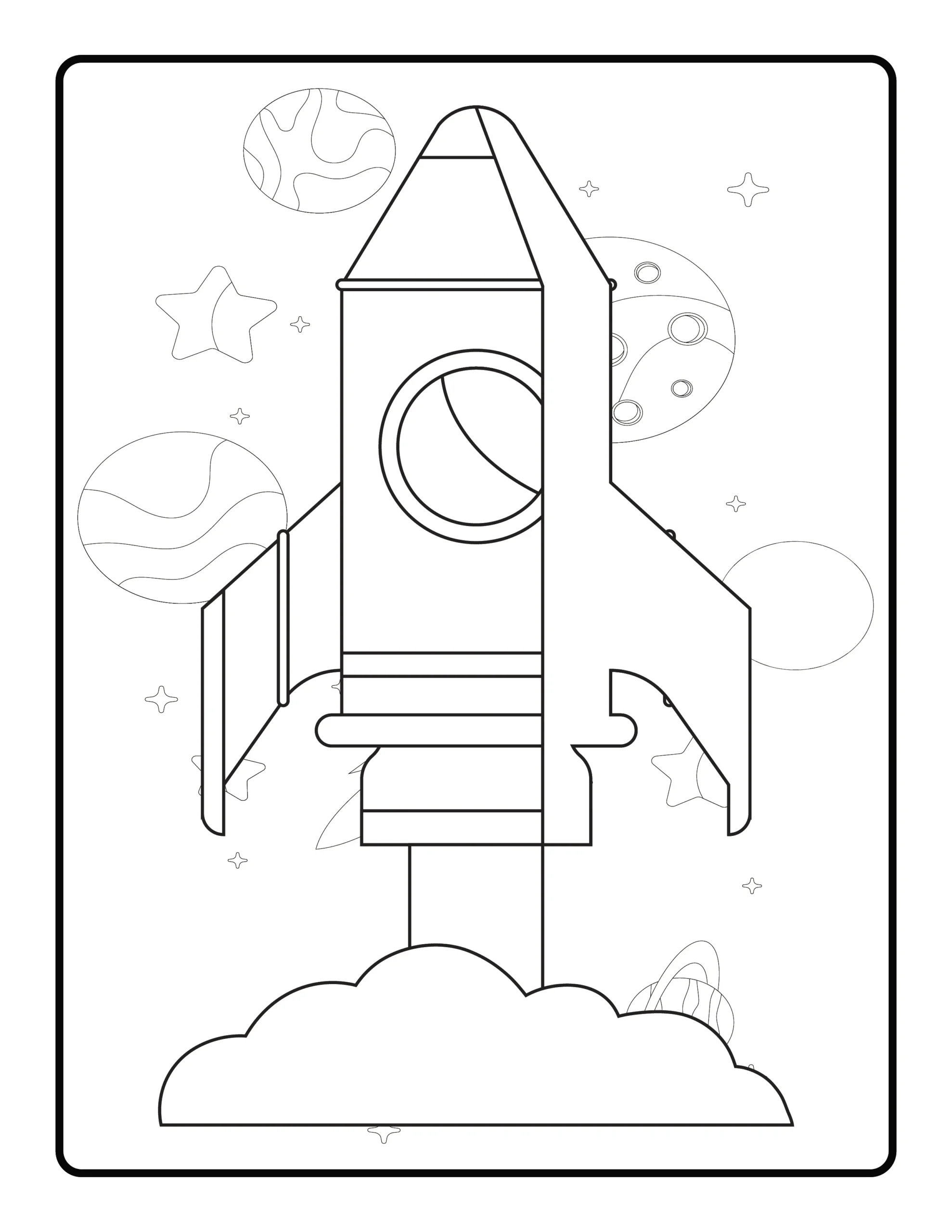 Space Coloring Page for Kids