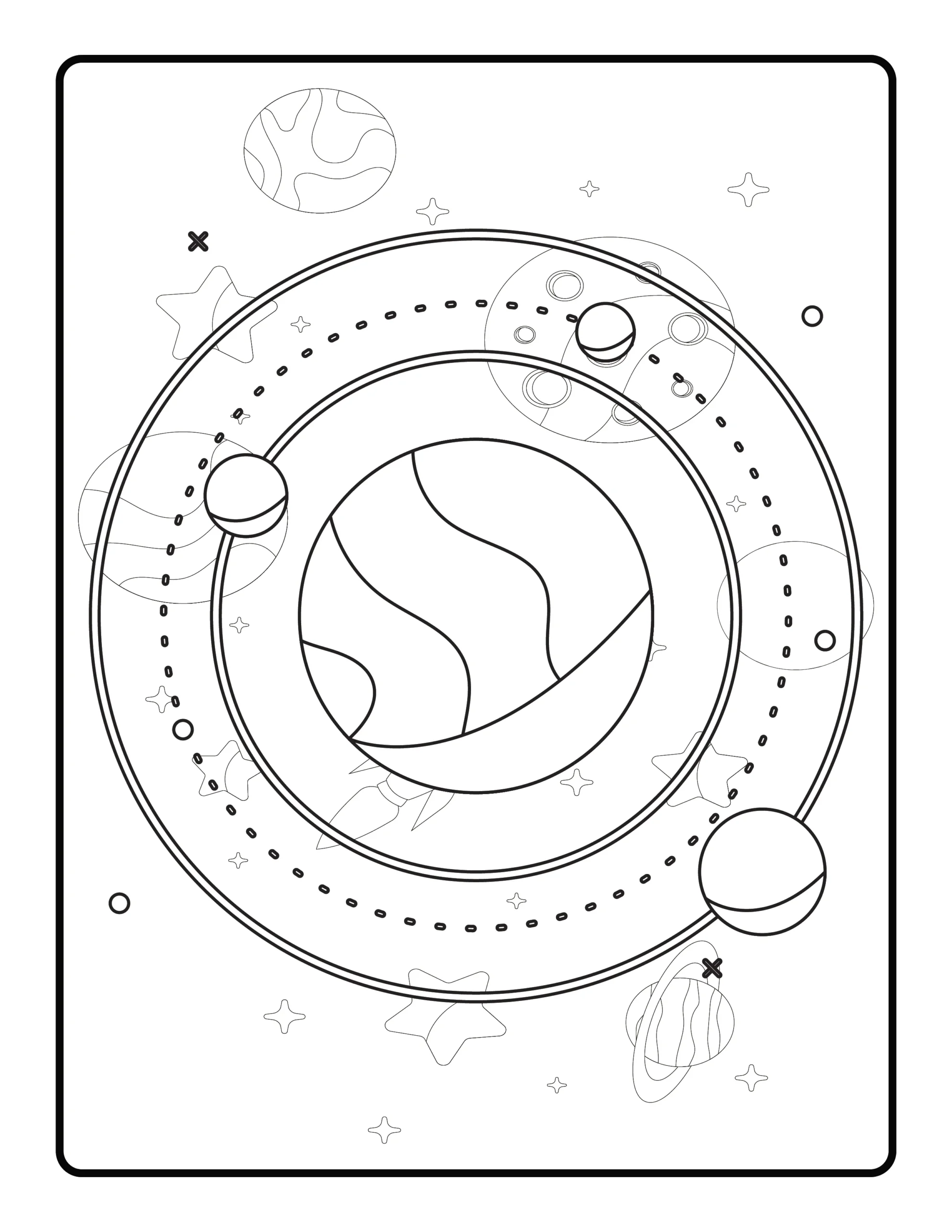 Space Coloring Page for Kids