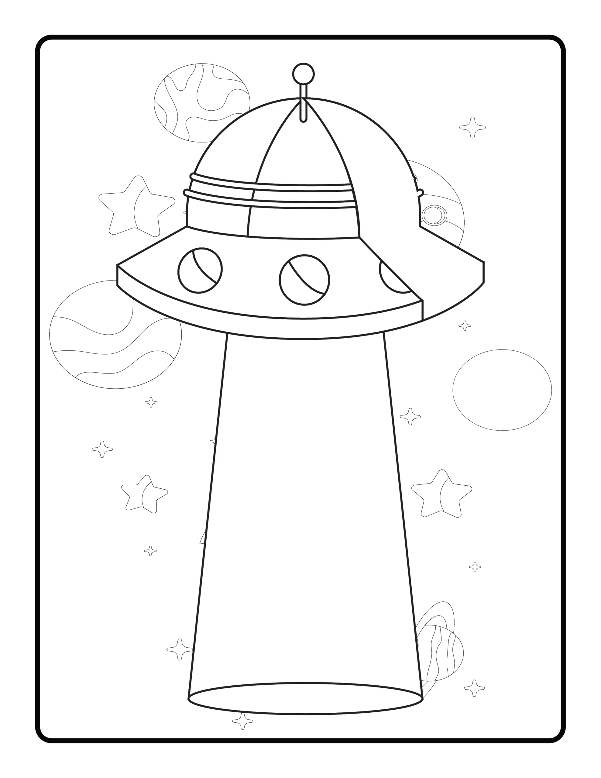 Space Coloring Page for Kids 